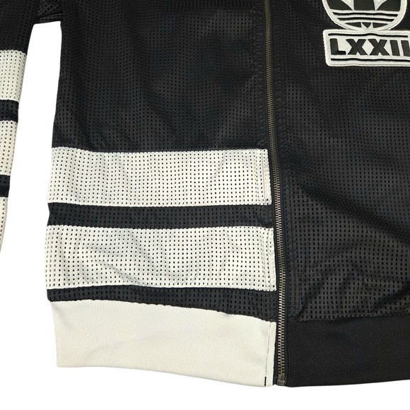 Adidas Originals Berlin 3 Stripes Trefoil 1972 Jacket‎ Mesh Black White Medium - Picture 7 of 12